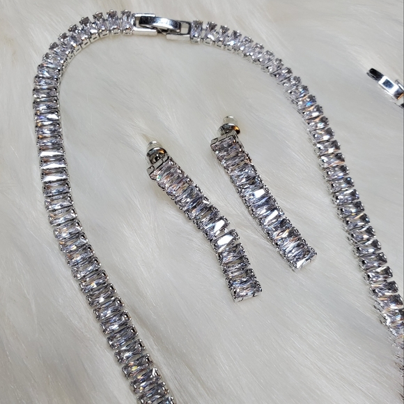 Cz baguette necklace set ✨️ sterling - Picture 2 of 8